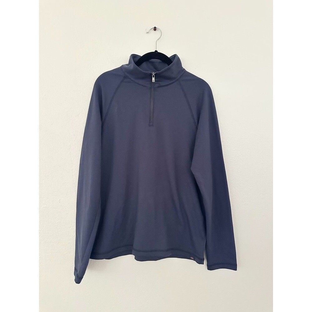 Faherty Movement Stretch Half Zip Pullover in Blue Nights Athleisure Men Medium